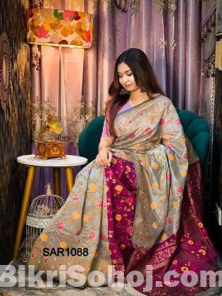 Half Silk Screen Print Saree